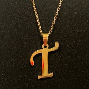 Elegant Initial T Pendant Necklace